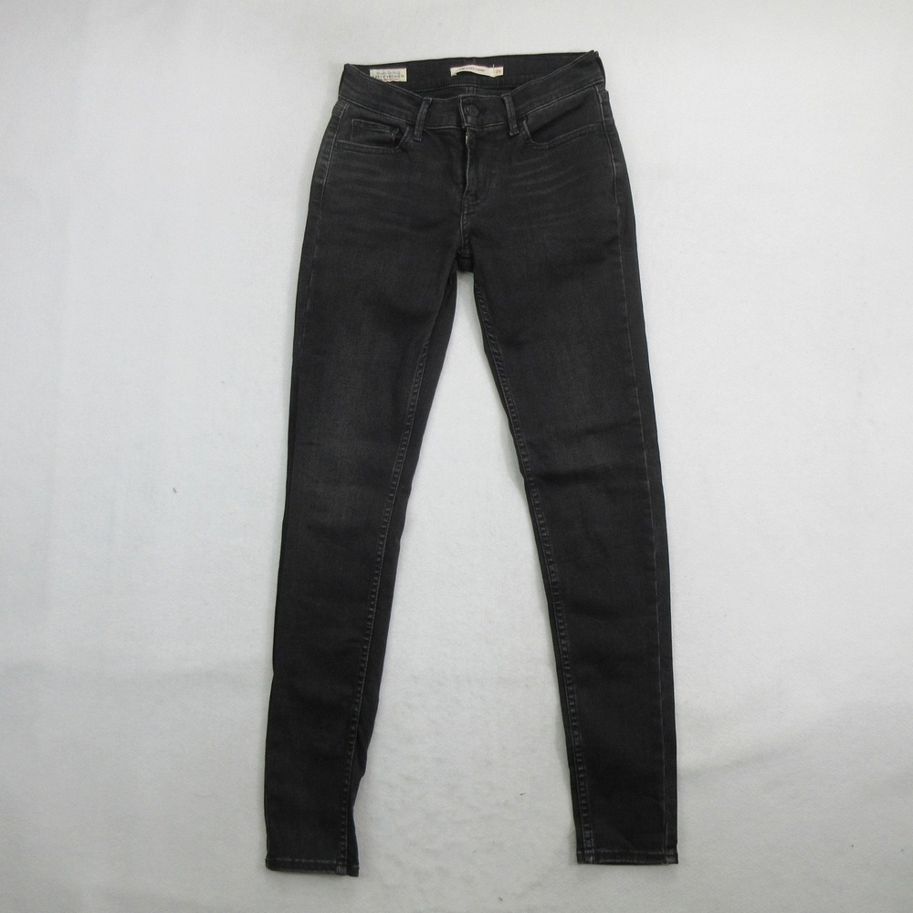 Levi's Women Jeans 26 710 Super Skinny Black Denim Stretch Low Rise 26x28